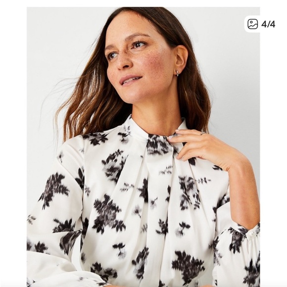 Ann Taylor’s Ikat Floral Mock Neck Flare Dress - Picture 3 of 9